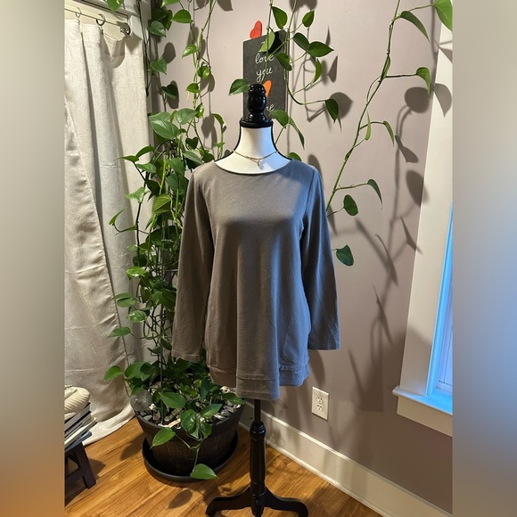 J.Jill Pure Harmony M Sweatshirt With Pockets Mushroom Green - Picture 1 of 8